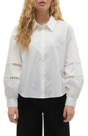 VERO MODA Eya Ladder Stitch Button-Up Shirt at Nordstrom