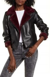 VERO MODA Falleaonie Faux Leather Moto Jacket with Faux Fur Trim   Nordstrom at Nordstrom