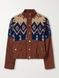 VERONICA BEARD Knoll gathered Fair Isle fleece-trimmed cotton-twill jacket at Net a Porter