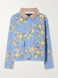 VERONICA BEARD Leighton corduroy-trimmed floral-print denim jacket at Net a Porter
