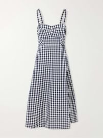 VERONICA BEARD Lois checked stretch-cotton cloqué midi dress at Net a Porter