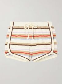 VERONICA BEARD Mulberry striped cotton-blend terry shorts at Net a Porter