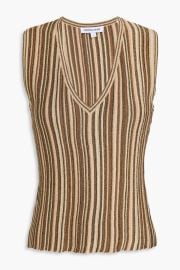 VERONICA BEARD Sid metallic striped ribbed-knit top at The Outnet