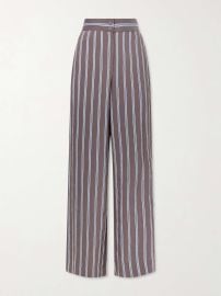 VERONICA BEARD Striped woven wide-leg pants at Net a Porter
