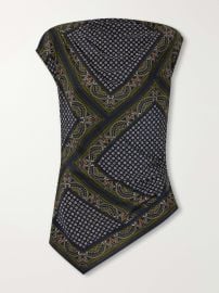 VERONICA BEARD Yvonne asymmetric printed silk-blend satin top at Net a Porter
