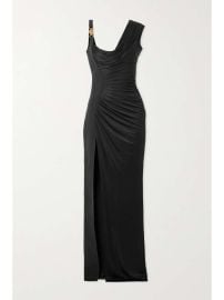 VERSACE Asymmetric embellished draped jersey and crepe gown NET-A-PORTER at Net a Porter