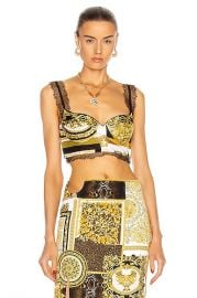 VERSACE Barocco Lace Bra Top in White  Gold  FWRD at Forward