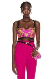 VERSACE Brocade Bra Top in Fuchsia FWRD at FWRD