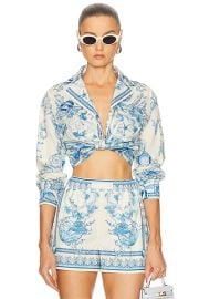 VERSACE Button Up Top in Eggshell Bright DV Blue FWRD at FWRD