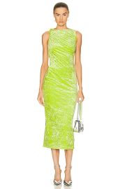 VERSACE Crushed Stretch Evening Dress in Acid Lime FWRD at Forward