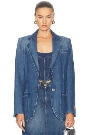 VERSACE Denim Blazer in Blu Medio FWRD at FWRD