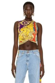 VERSACE Heritage Sleeveless Top in Dark Orchid Sun FWRD at Forward