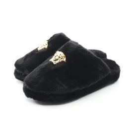 VERSACE Medusa Sandals ZSL000008ZPL00011 Faux fur Slippers Black #37 NEW Women at eBay