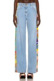 VERSACE Royal Rebellion Wide Leg Jean in Medium Blue Multicolor FWRD at Forward