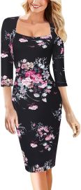 VFSHOW Womens Square Neck Work Business Cocktail Party Bodycon Sheath Dress eBay at eBay