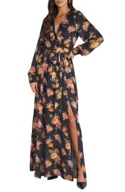 VICI Collection Floral Print Long Sleeve Maxi Dress in Blush/Black  at Nordstrom