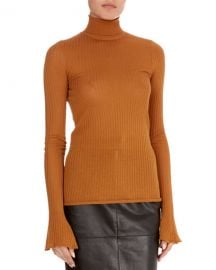 VICTORIA BECKHAM SHEER RIB-KNIT TURTLENECK SWEATER at Bergdorf Goodman