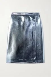 VICTORIA BECKHAM Wrap-effect metallic scuba skirt NET-A-PORTER US at Net a Porter