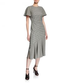 VICTORIA GINGHAM FLUTTER-SLEEVE DRESS Prabal Gurung at Bergdorf Goodman