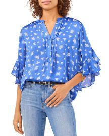 VINCE CAMUTO Floral Flutter Sleeve Top   Bloomingdales at Bloomingdales