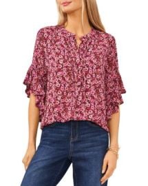 VINCE CAMUTO Flutter Sleeve Floral Top   Bloomingdales at Bloomingdales