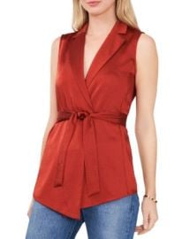 VINCE CAMUTO Notch Collar Belted Satin Vest Bloomingdales at Bloomingdales