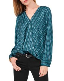 VINCE CAMUTO Printed Wrap Front Blouse   Bloomingdales at Bloomingdales