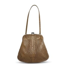 VIVIENNE WESTWOOD 39CLIMATE REVOLUTION39 COLLECTION SPRING-SUMMER 2013 A BROWN 39MOCK CROC39 LEATHER TRAPEZOID HANDBAG Christies at Christies