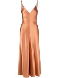 VOZ satin-finish V-neck Dress Brown at Farfetch