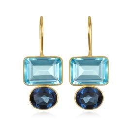 Valencia Earring-Sky Blue amp Royal Blue Gold Amelia Rose Design at Amelia Rose