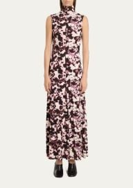 Valentina Floral Jersey Turtleneck Midi Dress at Bergdorf Goodman