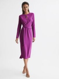 Valentina Tie Waist Bodycon Midi Dress REISS USA at Reiss