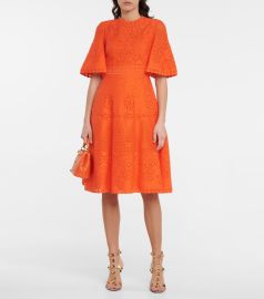 Valentino - Cotton lace midi dress at Mytheresa