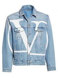 Valentino - Long-Sleeve Logo Denim Jacket at Saks Fifth Avenue