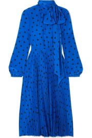 Valentino - Pussy-bow pleated printed silk midi dress at Net A Porter