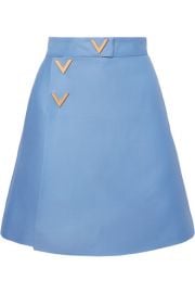 Valentino - Wool and silk-blend wrap-effect mini skirt at Net A Porter