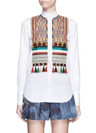 Valentino Bead Embroidered Bib Poplin Shirt at Lane Crawford