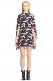 Valentino Bird Print Silk Cape Sheath Dress at Nordstrom