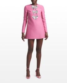 Valentino Bow Applique Mini Dress at Neiman Marcus