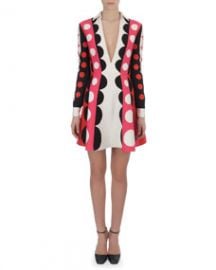 Valentino Carmen Stripe Dot Dress with Plunging Neck at Neiman Marcus