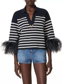 Valentino Cotton Sweater with Feathers at Saks Fifth Avenue