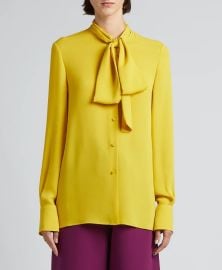 Valentino Crepe De Chine Tie-Neck Blouse - at Bergdorf Goodman