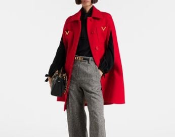Valentino Drill Double Cape in Red at Mytheresa