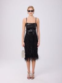 Valentino FW 2001 Black Feather Beaded Dress at Isle of Monday