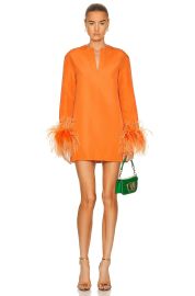 Valentino Feather Trim Long Sleeve Mini Dress at Forward