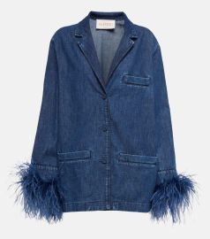 Valentino Feather trimmed denim jacket at Mytheresa