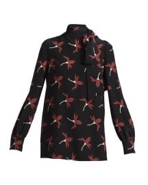 Valentino Floral-Print Neck-Tie Blouse at Neiman Marcus