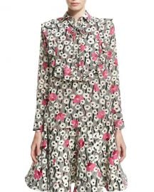 Valentino Floral Waves Tie-Neck Ruffle Blouse   Neiman Marcus at Neiman Marcus