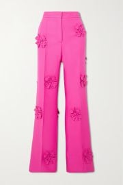 Valentino Garavani Appliqued wool and silk blend crepe pants at Net a Porter