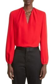 Valentino Garavani Cady Logo Chain Silk Blouse at Nordstrom